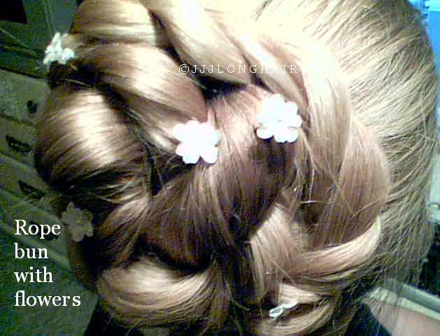 rope bun with flowers