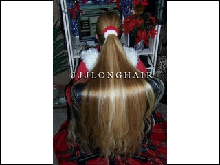 christmas ponytail over chair