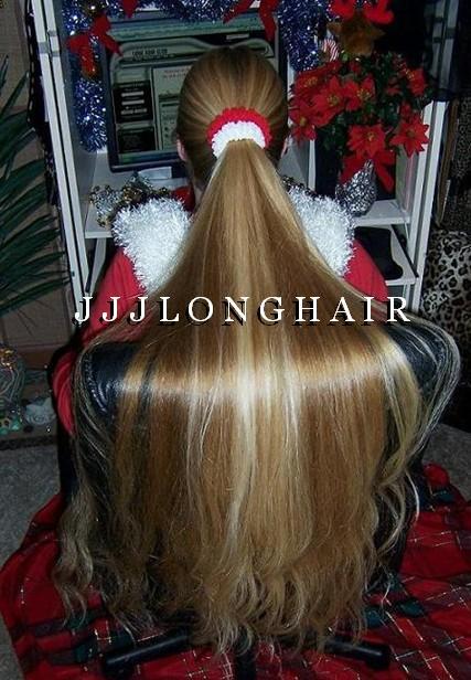 christmas ponytail over chair